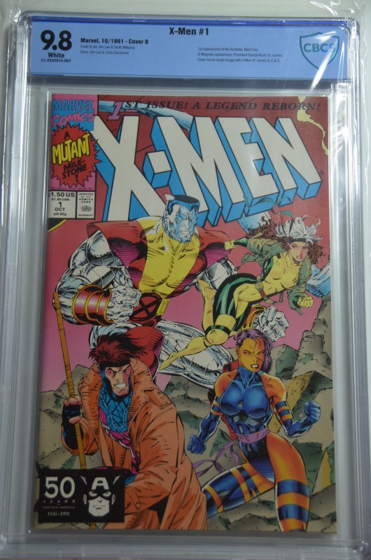 X-Men #1, covers A 9.8, B 9.8, C 9.6, D 9.6, E 9.8,   5 Books Total.  White P...