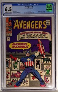 AVENGERS 16 (1965) CGC 6.5 Fine+. Stan Lee story. Jack Kirby cover. New Avengers