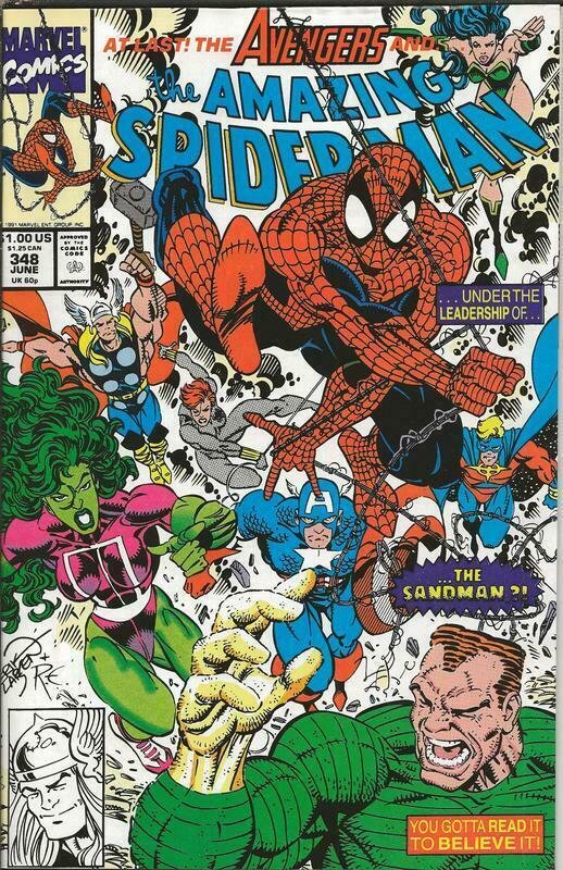 Amazing Spiderman #348 ORIGINAL Vintage 1991 Marvel Comics Avengers Sandman