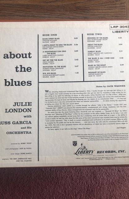 1957 about the blues Julie London LP, mint!