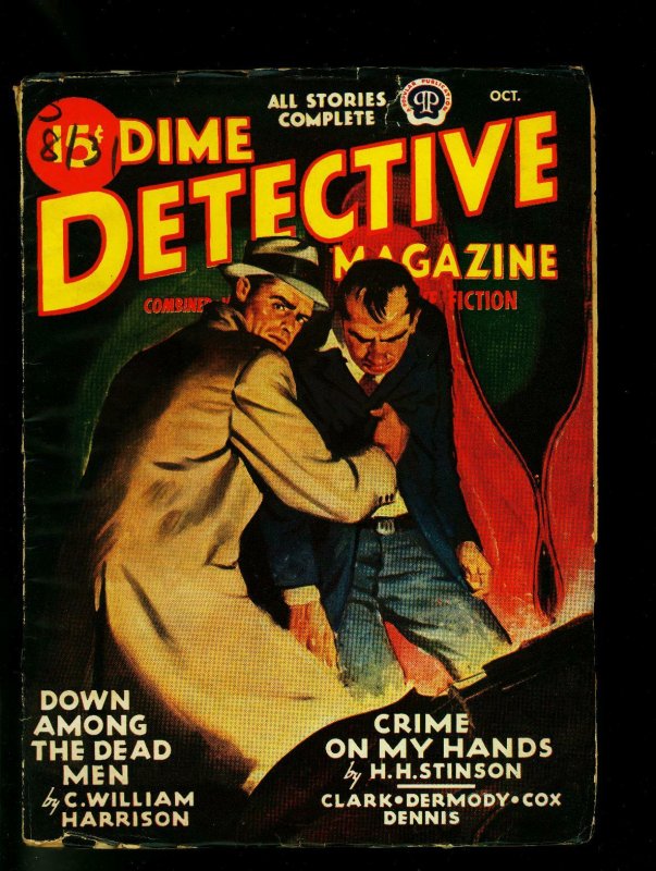 Dime Detective Pulp October 1945- Hardboiled Crime-Great cover- G/VG