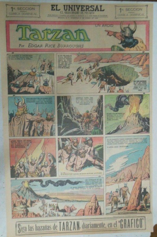 Tarzan Sunday Page #619 Burne Hogarth from 1/17/1943 in Spanish! Full Page Size