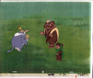 Star Wars: Ewoks Animation Cell Over Xeroxed Background - Logray & Wicket