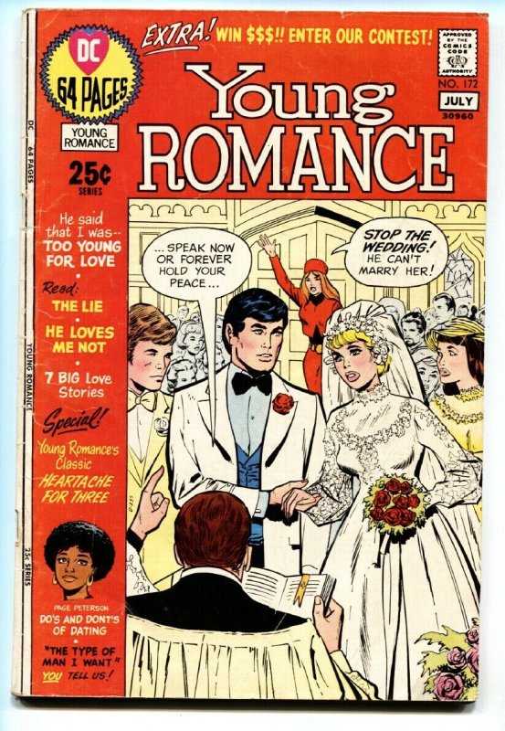 YOUNG ROMANCE #172 comic book 1971-DC COMICS-64 PG EDITION