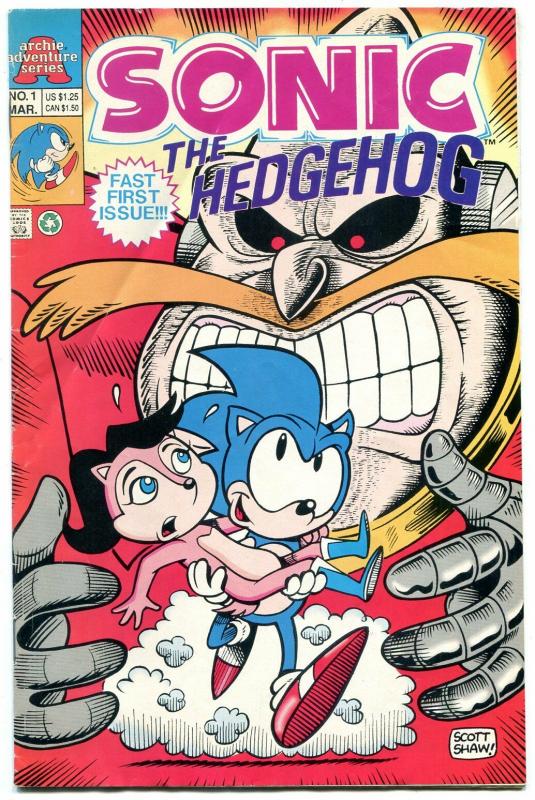 SONIC THE HEDGEHOG #1 1993-ARCHIE COMICS-SEGA Scott Shaw VG 