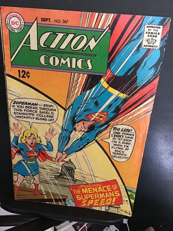 Action Comics #367 (1968) Midgrade awesome super girl Neil Adams cover! FN- Wow