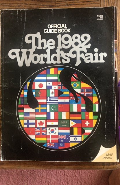 The 1982 worlds fair official guidebook, one add page ripped ,208p