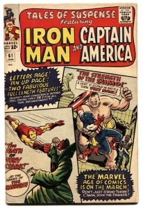 TALES OF SUSPENSE #61 1965-IRON MAN-CAPTAIN AMERICA-NAM FN-