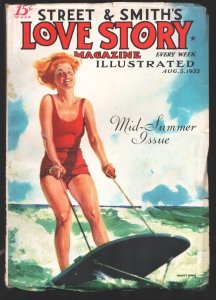 Love Story 8/5/1933-Swimsuit girl cover-Modest Stein-Charles LaSalle Pin-up g...