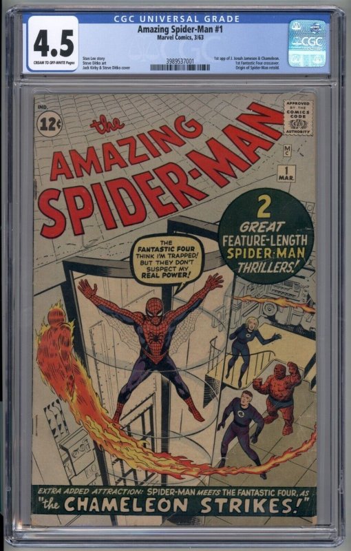 Amazing Spider-Man 1 CGC 4.5 1st Fantastic Four Crossover 