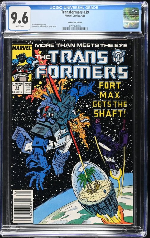 TRANSFORMERS #39 CGC 9.6 NM+ NEWSSTAND MARVEL COMICS