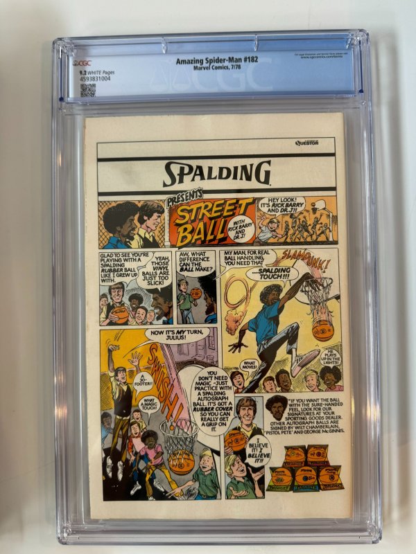 AMAZING SPIDER-MAN  #182  CGC  9.2  (1978)