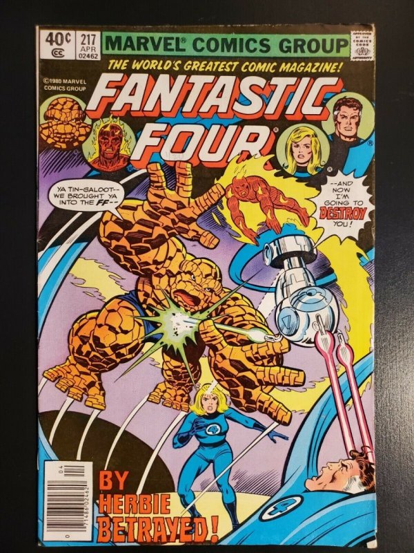 Fantastic Four #217 (1980) F 6.0 Key Death Of Herbie Early Dazzler App|