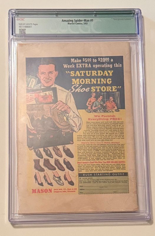 The Amazing Spider-Man #1 (1963) CGC Restored 1.5 (1st wrap married)