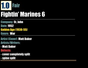 Fightin' Marines 6 (1952) FR 1.0 Matt Baker St. John comic