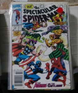 SPECTACULAR  SPIDER-MAN # 170 THE AVENGERS VS THE OUTLAWS SANDMAN SHE HULK