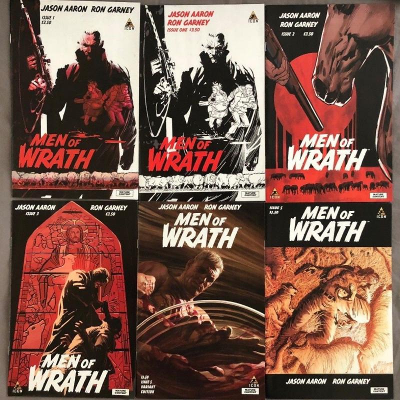 MEN OF WRATH - Six (6) Issue Lot - #1, #1 (2nd), #2, #3, #5, #5 Variant - Aaron