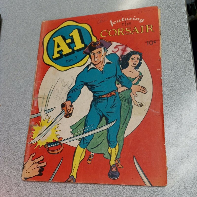 A-1 Comics #7 Corsair cover Golden Age Pirate tales Action adventure 1947 precod