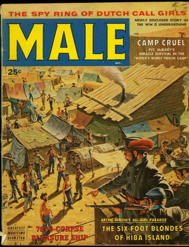 Male Pulp Magazine September 1958- Jill St John - Camp Cruel G