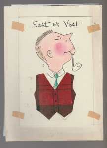 FATHERS DAY Cartoon Dad w/ Pipe East or Vest 5x7 Greeting Card Art #FD7668