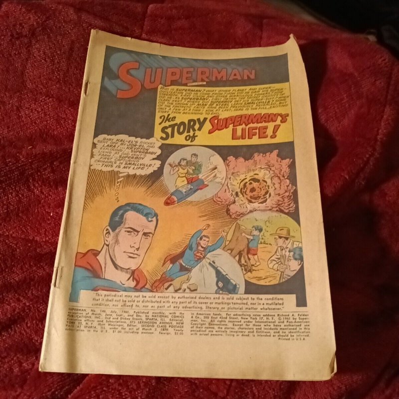 Superman #146 DC comics 1961-famous life story & origin-issue silver age key ?️