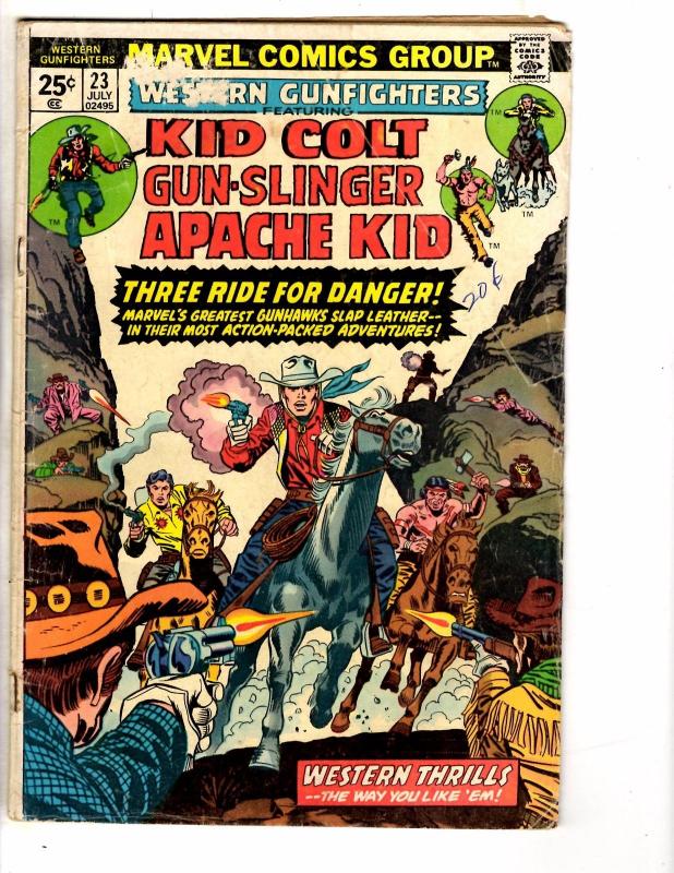 3 Marvel Comics Western Gunfighters # 21 23 Kid Colt Outlaw #182 Apache Kid J208