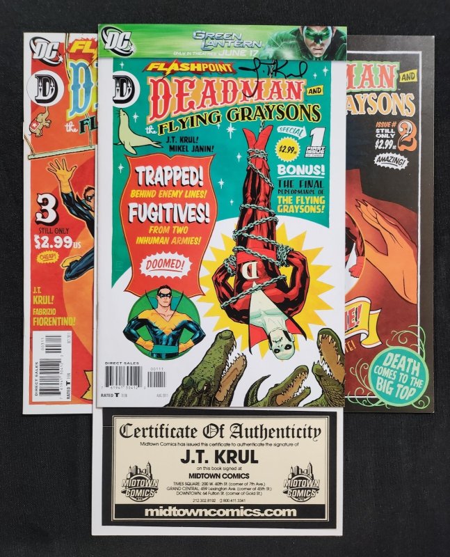 Flashpoint: Deadman and the Flying Graysons 3PC #1-3- Signed w/COA (9.2ob) 2011