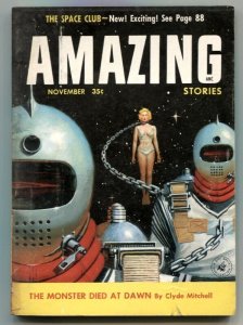 Amazing Stories November 1956- Monster Died At Dawn VG