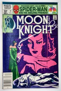 Moon Knight #14, Newsstand 1st appearance and origin of Stained Glass Scarlet 