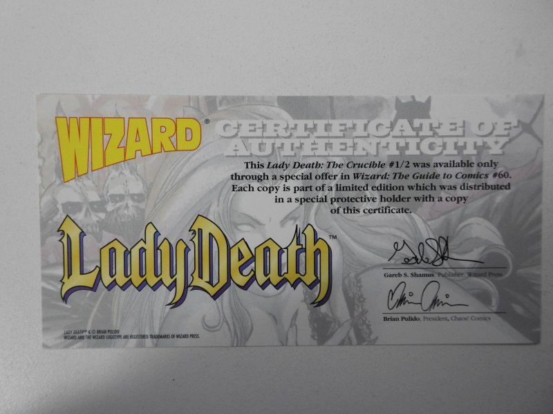 Lady Death: The Crucible #1/2 Limited Wizard Edition W/COA NM Condition