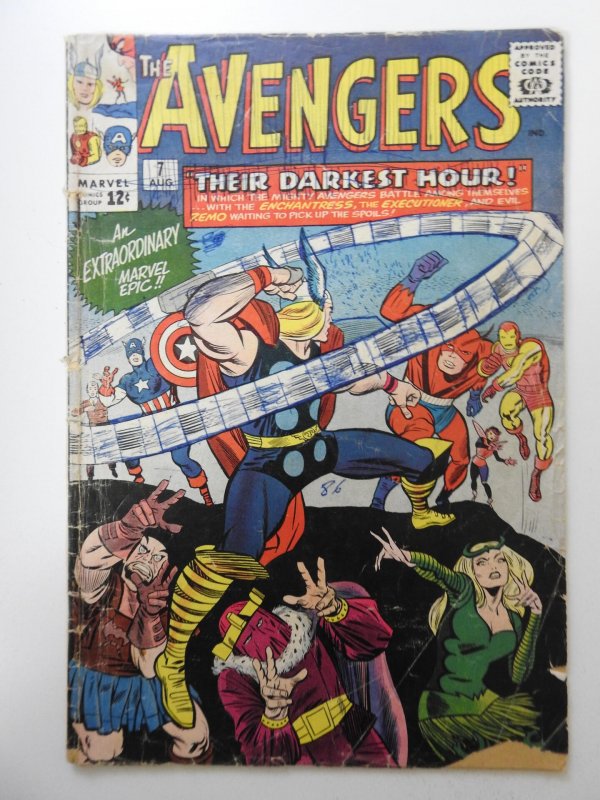 The Avengers #7 (1964) GD Condition! Ink on front cover, 2 in tear page 7