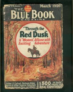 BLUE BOOK PULP MARCH 1926-FOREST FIRE COVER-RED DUSK-   G-