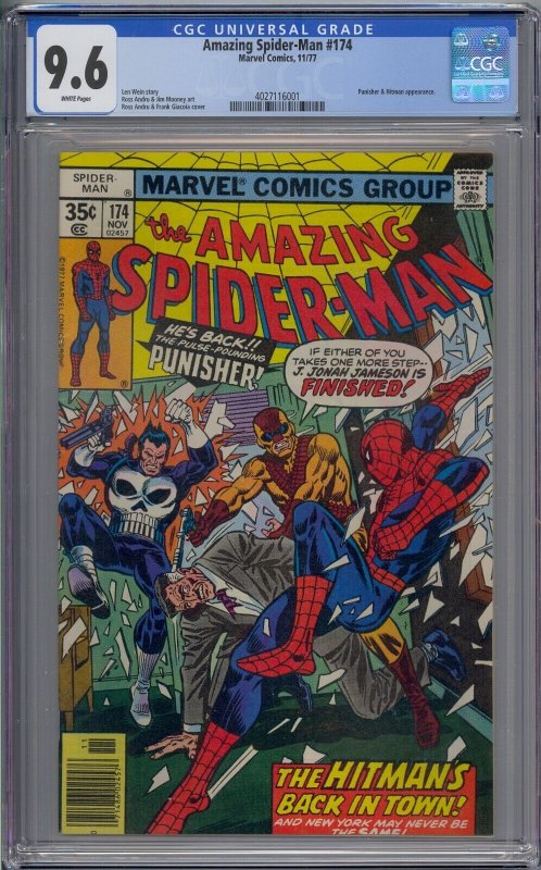 AMAZING SPIDER-MAN #174 CGC 9.6 PUNISHER WHITE PAGES 