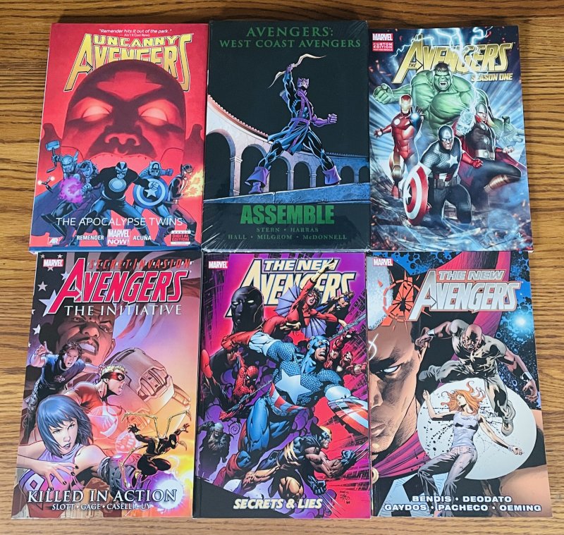 LOT OF 6 AVENGERS TPBs & HC BOOKS: Uncanny West Coast New Secret Invasion Marvel