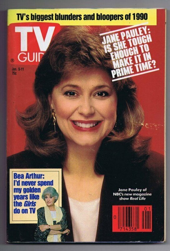 ORIGINAL Vintage January 5 1991 TV Guide No Label Jane Pauley Bea Arthur