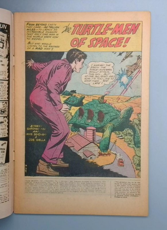 From Beyond the Unknown #1, VG DC Comics, November 1969 JR1