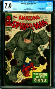 Amazing Spider-Man #41 CGC Graded 7.0 1st Rhino