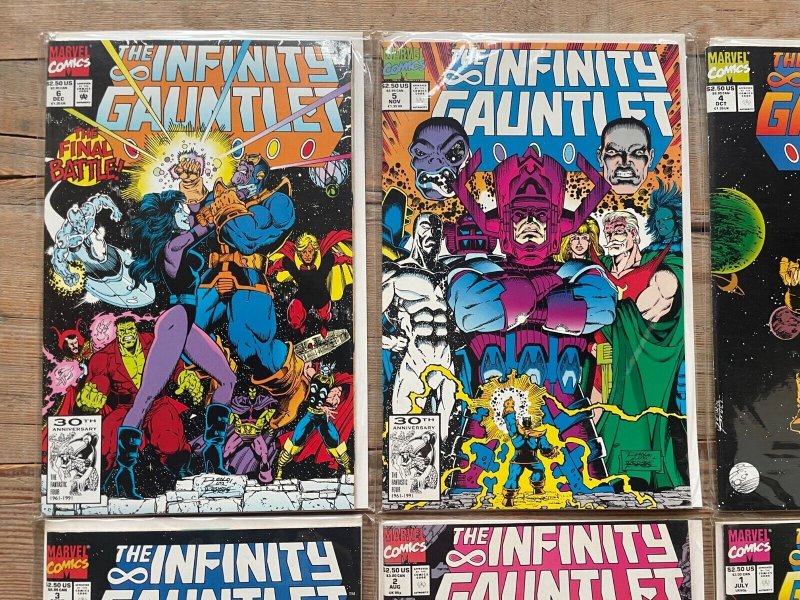 The Infinity Gauntlet Complete Marvel Comics Ser # 1 2 3 4 5 6 NM Thanos 12 J871