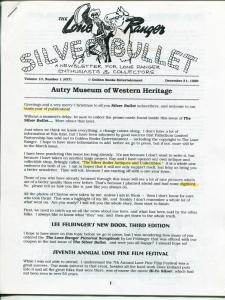 Lone Ranger Silver Bullet Newsletter #37 9/1996-Xerox format-limited printing-FN