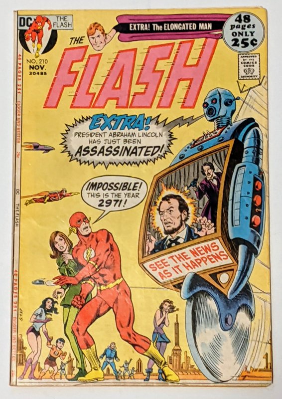 The Flash #210 (Nov 1971, DC) FN- 5.5 Robot cover Elongated Man backup story