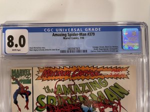 Amazing Spider-Man #379 (1993) CGC 8.0  White Pgs. Bagley Carnage - Venom