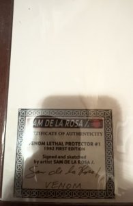 Venom: Lethal Protector #1 (1993) Samuel De la Rosa venom with sketchauto/remark