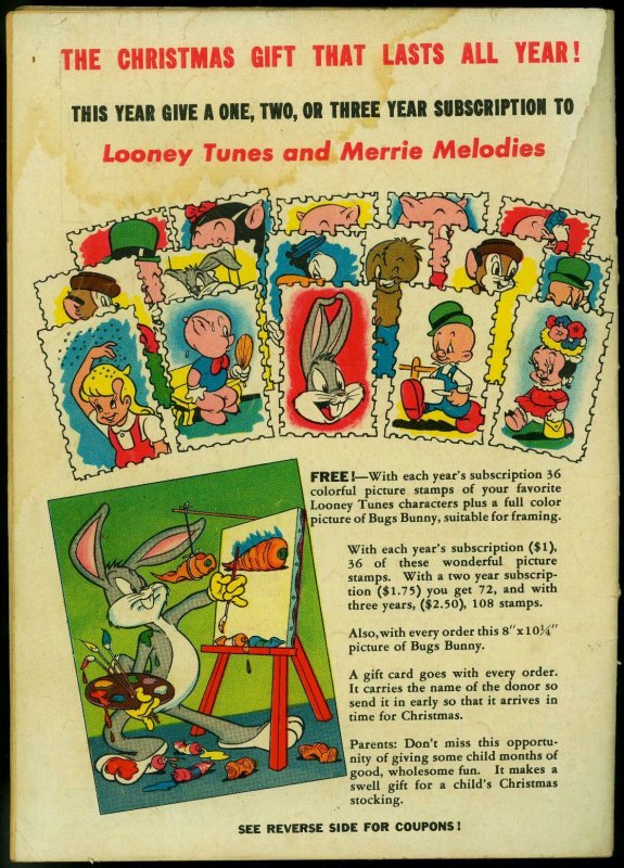 Looney Tunes And Merrie Melodies #51 1946-Christmas cover- Bugs Bunny VG
