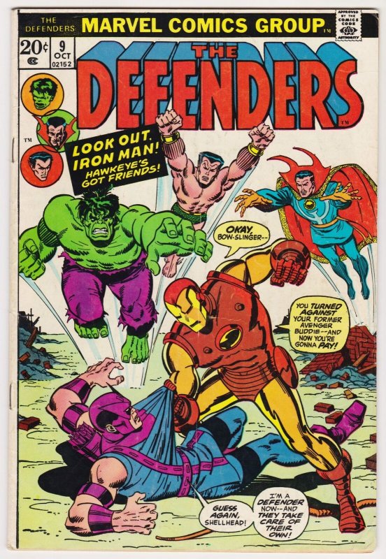 Defenders #9 | Hulk | Iron Man | Dr Strange | Silver Surfer (Marvel, 1973)