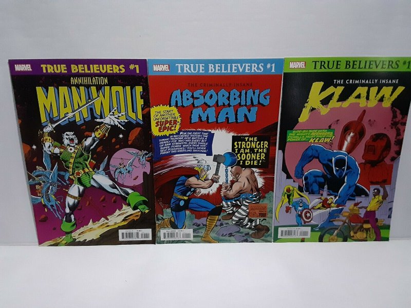 MAN-WOLF, THE ABSORBING MAN & KLAW (TRUE BELIEVER) - FREE SHIPPING