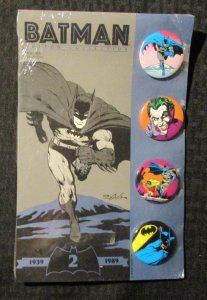 1989 BATMAN 4 Pin / Button Collection 1.75 Set #2 MOC Sealed C-8.0