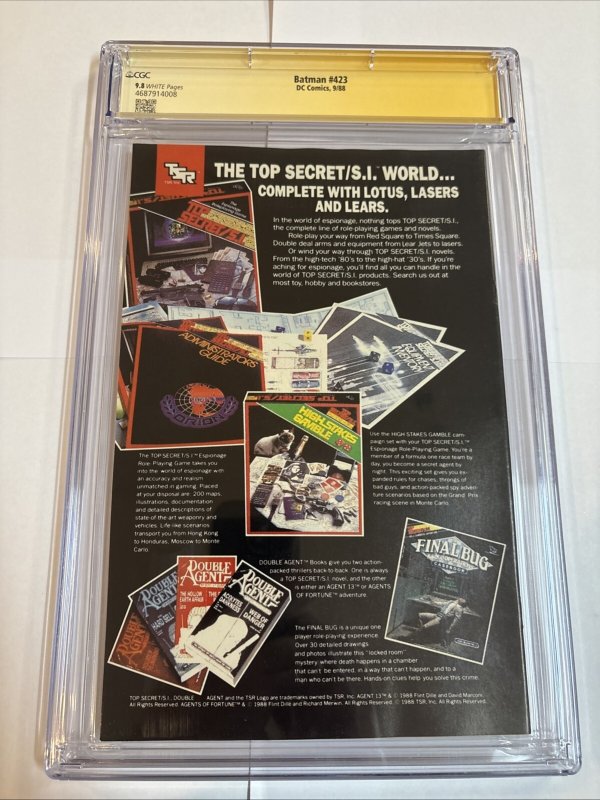 Batman (1988) # 423 (CGC 9.8 WP) Signed Full Todd McFarlane !