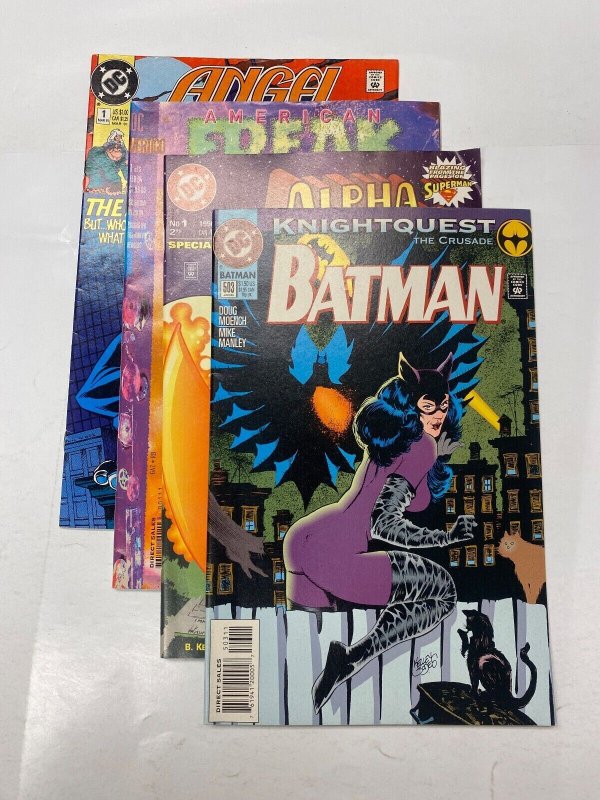 4 DC comic books Angel Ape #1 American Freak #1 Alpha Cent #1 Bat #500 59 KM18