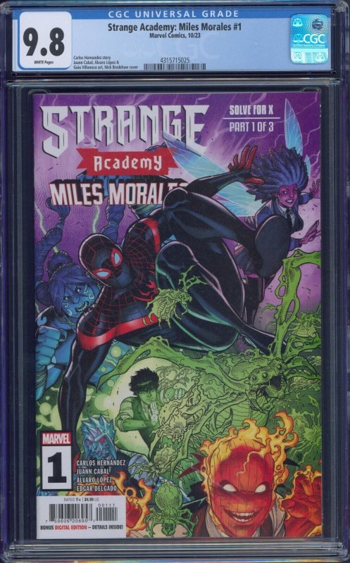 Strange Academy Miles Morales #1 CGC 9.8 1st Dr Equation Key Marvel 2023 Cover A