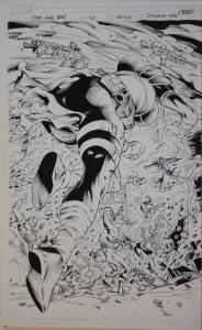 NEVES / EDGAR TADEO original art, X-MEN WORLD'S APART, Double Splash pgs 2-3